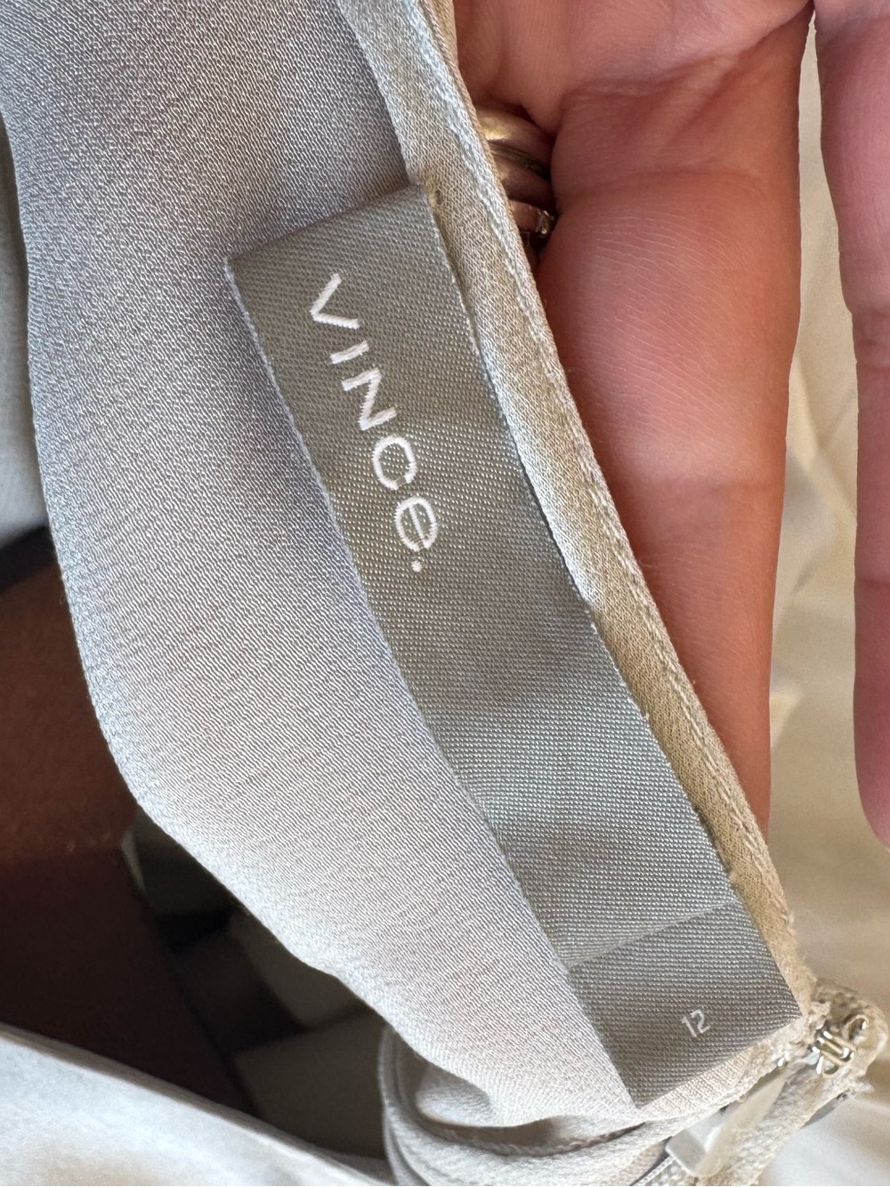 Vince 100% Silk Dress Women 12 Gray Silver Midi Ruched Slip Luxury Minimalist - Picture 2 of 11